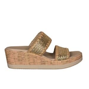 Women's Slip-On Cork Wedges Gold Life-Stride Resort Sise 6
